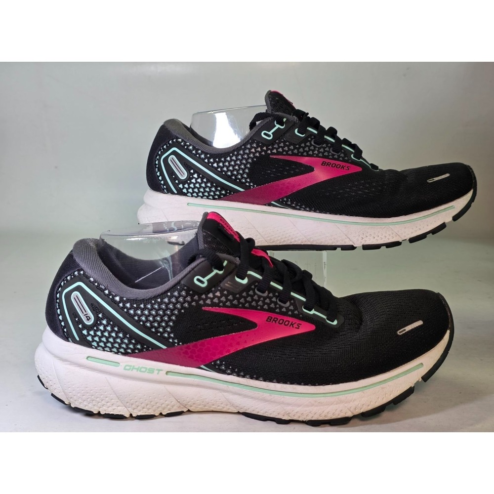Brooks Ghost 14 Women's Size 10 D Wide UK 8 Black Pink Running Shoes Workout